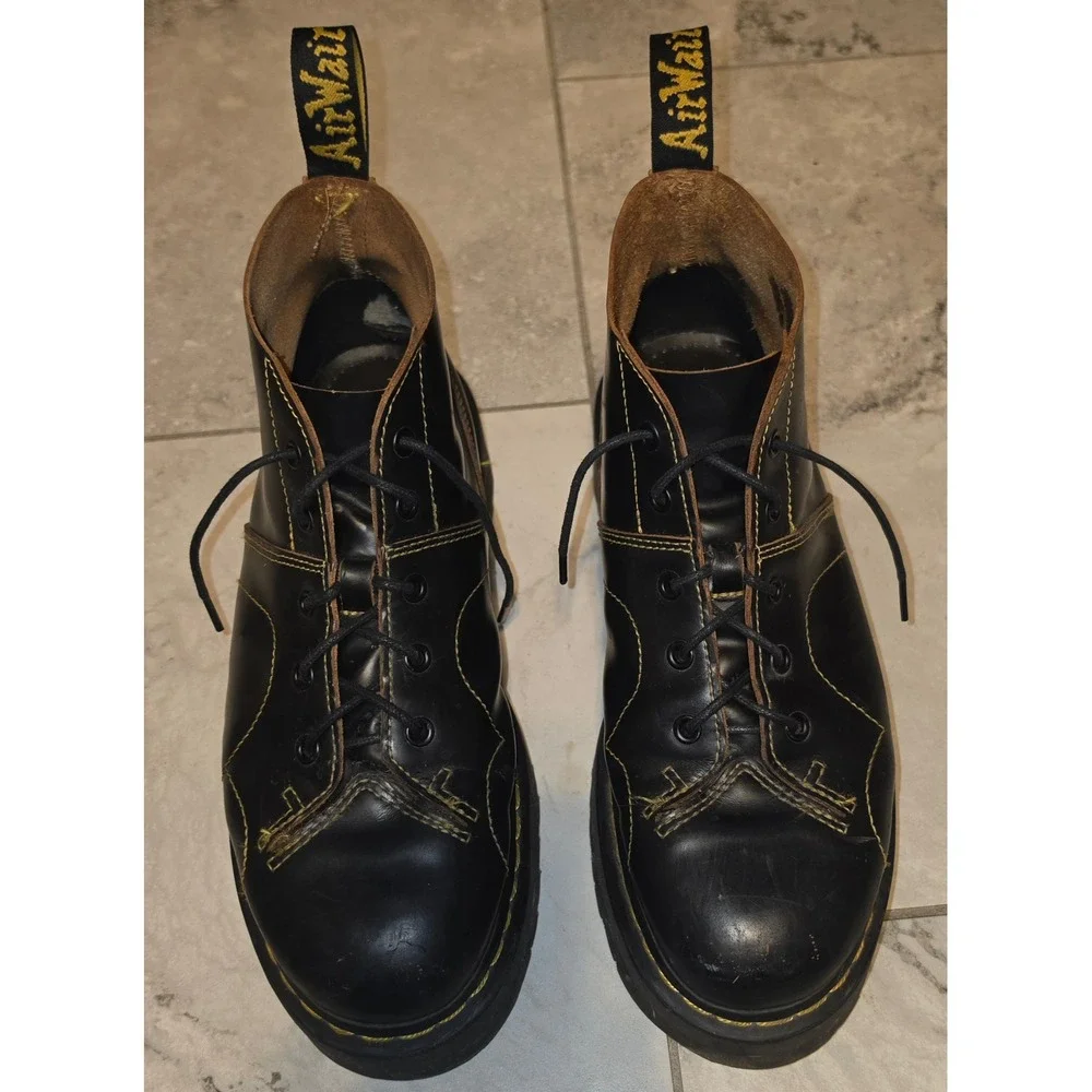 Dr. Martens Church Quad Monkey Boots Black Leather Platform Mens 10 Womens 11
